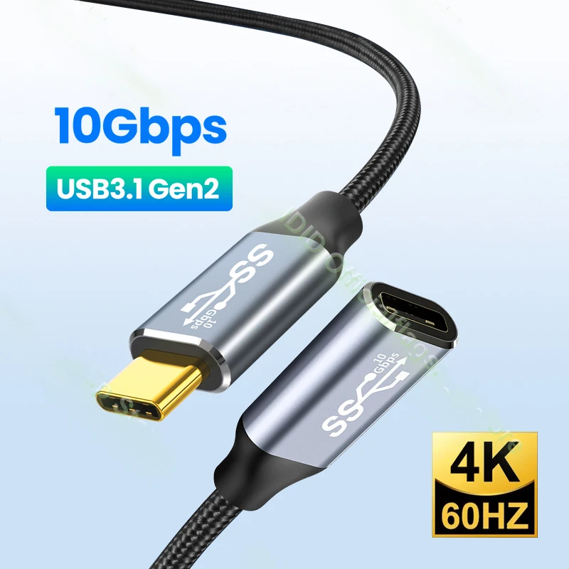 

USB C 3.1 Gen2 10Gbps Extension Cable Type C to C PD 100W QC4.0 3.0 5A Fast Charging Cable For MacBook Pro 4k 60Hz Video Cable