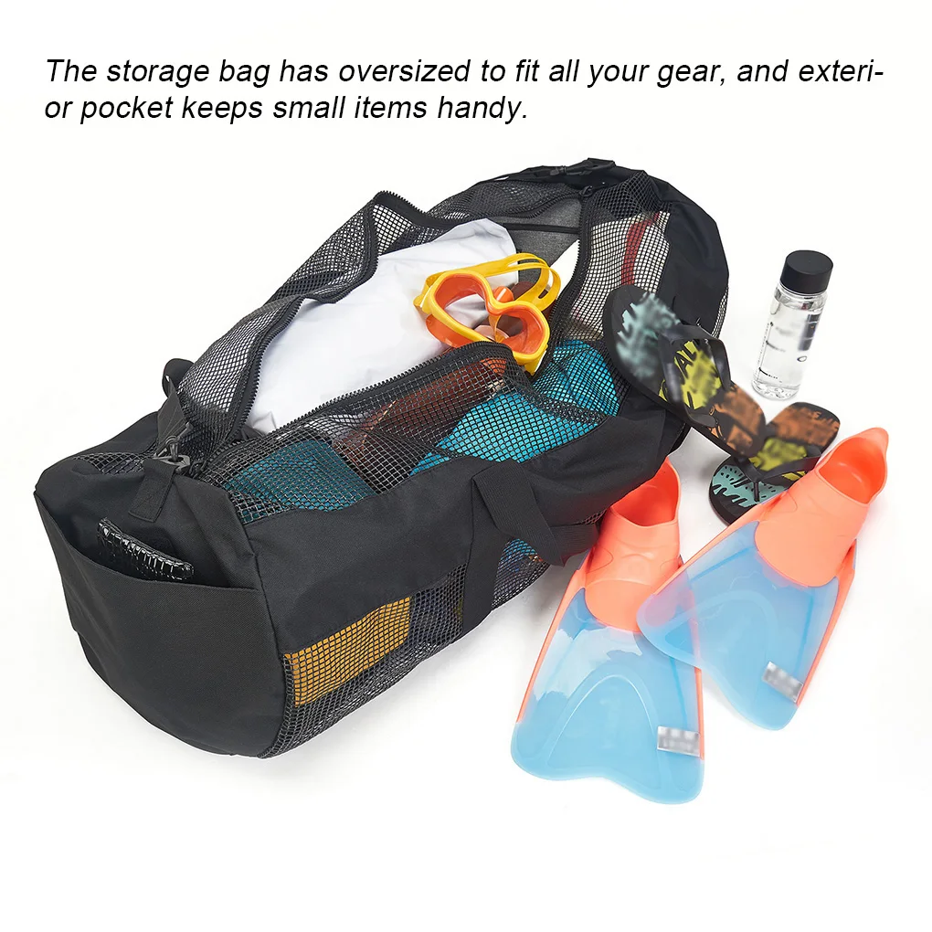 Diving Mesh Bag Adjustable Snorkeling Equipment Fins Storage Tote Outdoor Travel Swimming Surfing Large Net Pouch