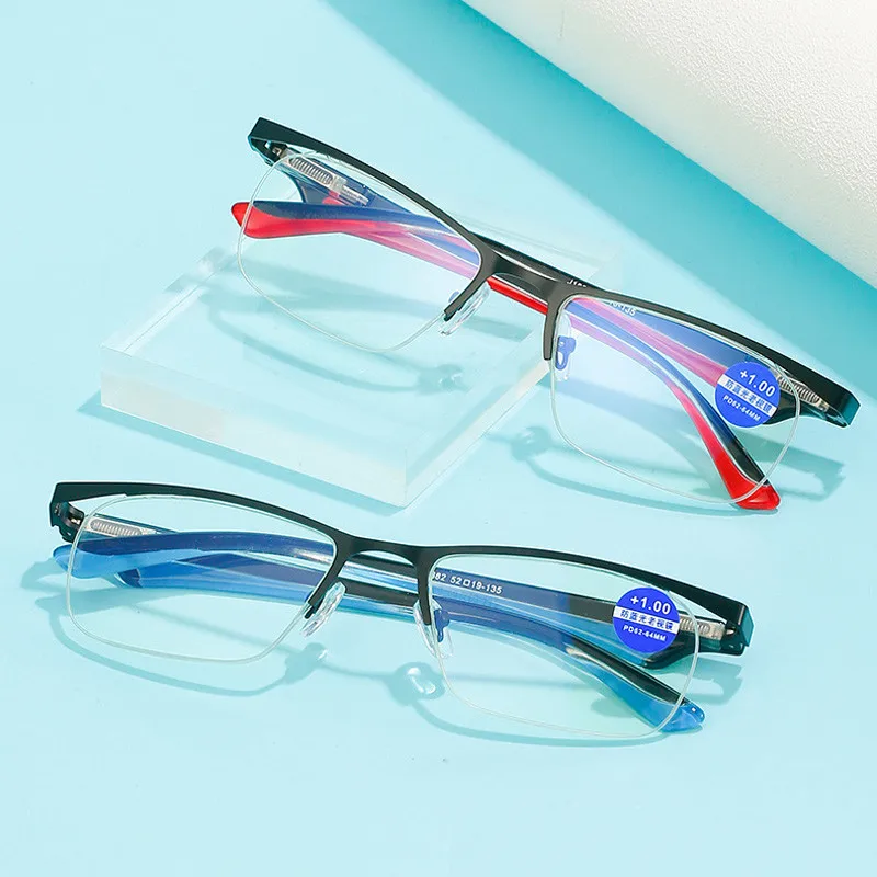 

Zilead New Half Frame Reading Glasses For Men Women Fashion Presbyopic Glasses Metal Anti-Blue Light Eyewear Far Sight Glasses