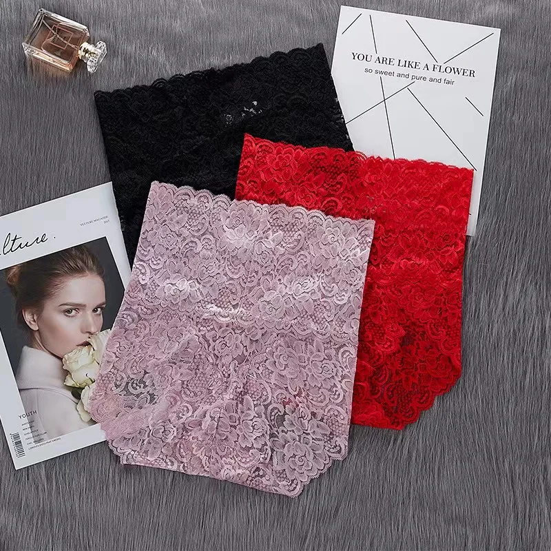 Хлопковые сексуальные кружевные трусики с высокой талией женские эластичные