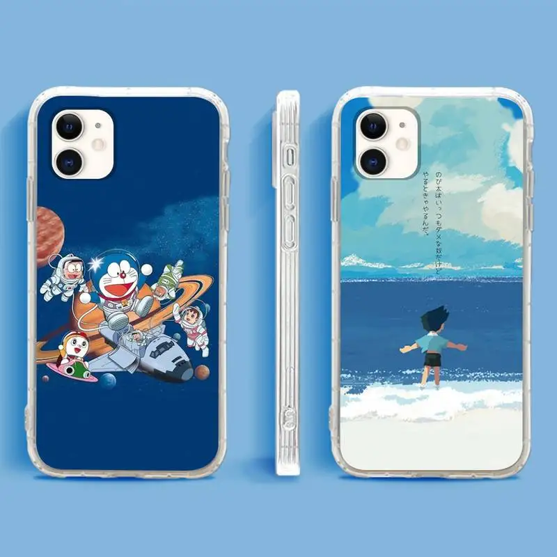 Doraemon Nobita Nobi чехол для телефона iPhone 13 12 11Pro Max 11 XR XS X Mini 8 7 6 SE 2020 мягкий прозрачный -