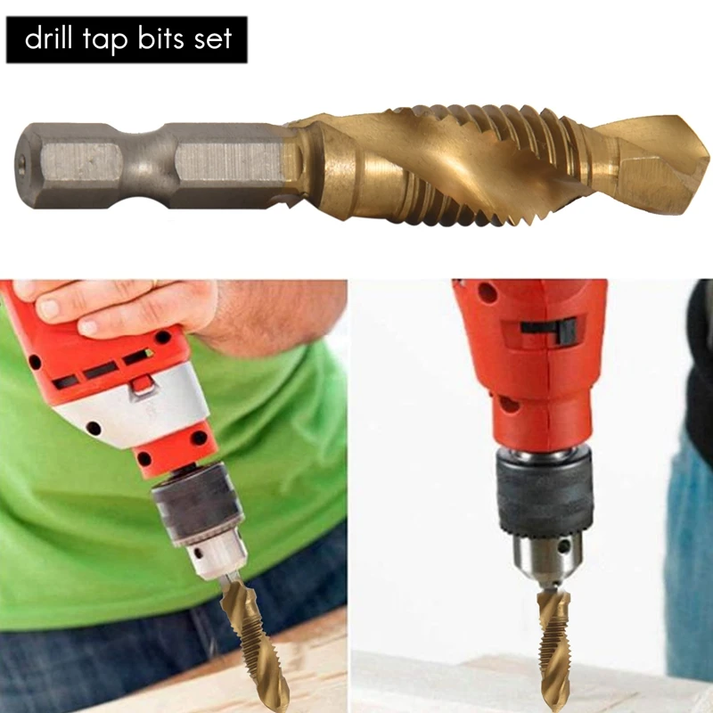 Набор насадок для дрели, 6 шт., Набор насадок для дрели SAE 6-32NC 8-32NC 10-24NC 10-32NC 12-24NC 1/4-20NC