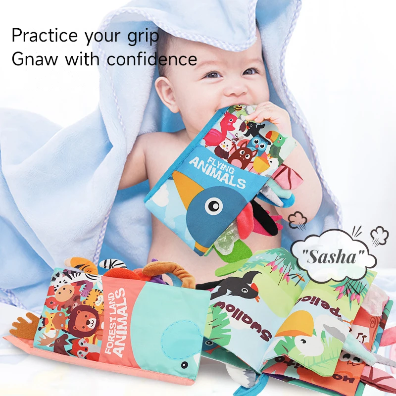 Детская игрушка для раннего обучения книга с мультяшными животными и хвостами