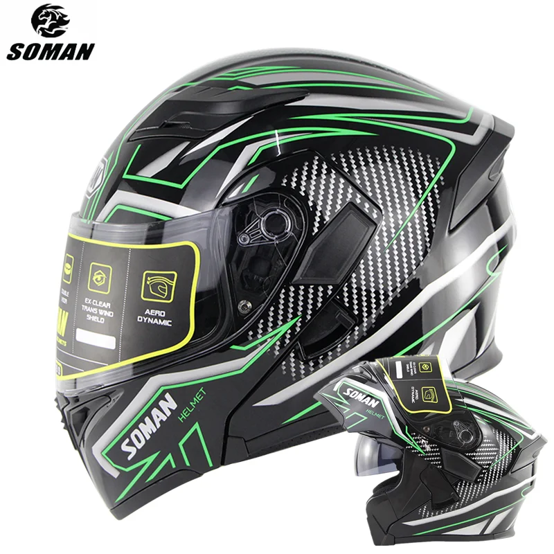 

Full Face Motorcycle Helmet Dirt Bike Motocross ABS Flip Up Dual Visor Riding Professional Electric Scooter Casque Moto Homme
