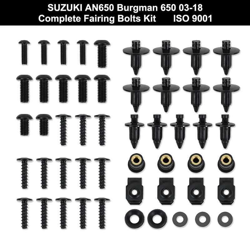 

Подходит для Suzuki AN650 Burgman 650 2003-2018 2013 2014 2015, полный комплект болтов обтекателя, болты, зажимы, винты из нержавеющей стали