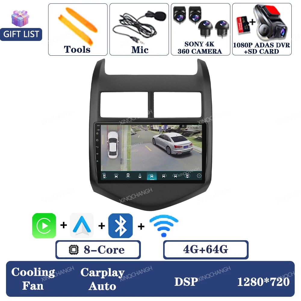 

Автомобильный радиоприемник Android 15 для Chevrolet Aveo 2 Sonic T300 2011-2015 Мультимедийный стерео видеоплеер QLED Carplay Авто головное устройство 2DIN