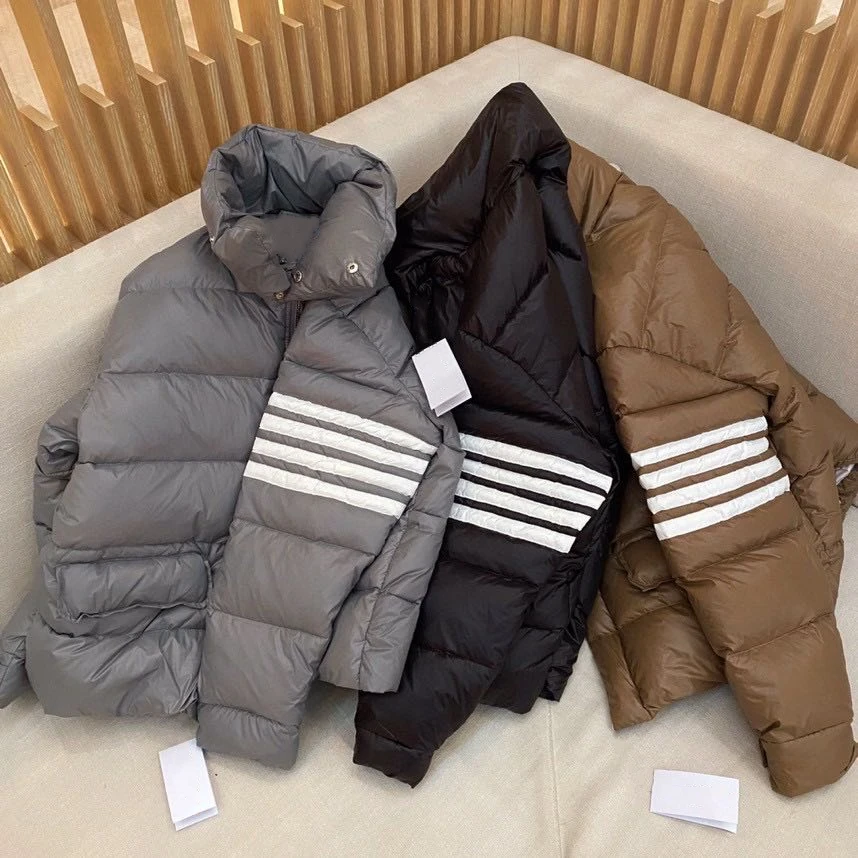 TB Short White Duck Bright Velvet Down Jacket Female Korean Casual Stand-collar Jacket Bread Suit