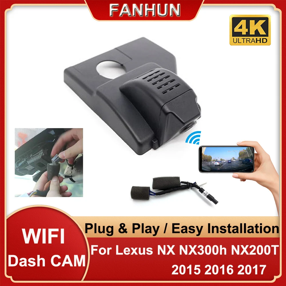 

Скрытый Автомобильный видеорегистратор 4K 2160P с Wi-Fi, видеорегистратор для Lexus NX NX300h NX200T 2015 2016 2017 с функцией ночного видения