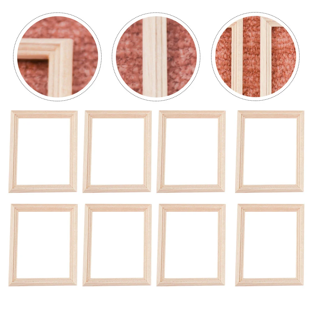 

Frame Photomini Picture Miniature Furniture House Wooden Diy Vintage Wall Model Frames Decorative Decor Accessorymirror