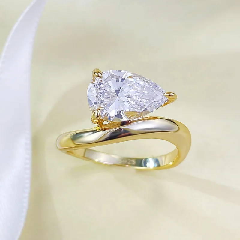 Smyoue 1 5 карата 3 грушевидной огранки муассанит пасьянс кольца для женщин свадебные
