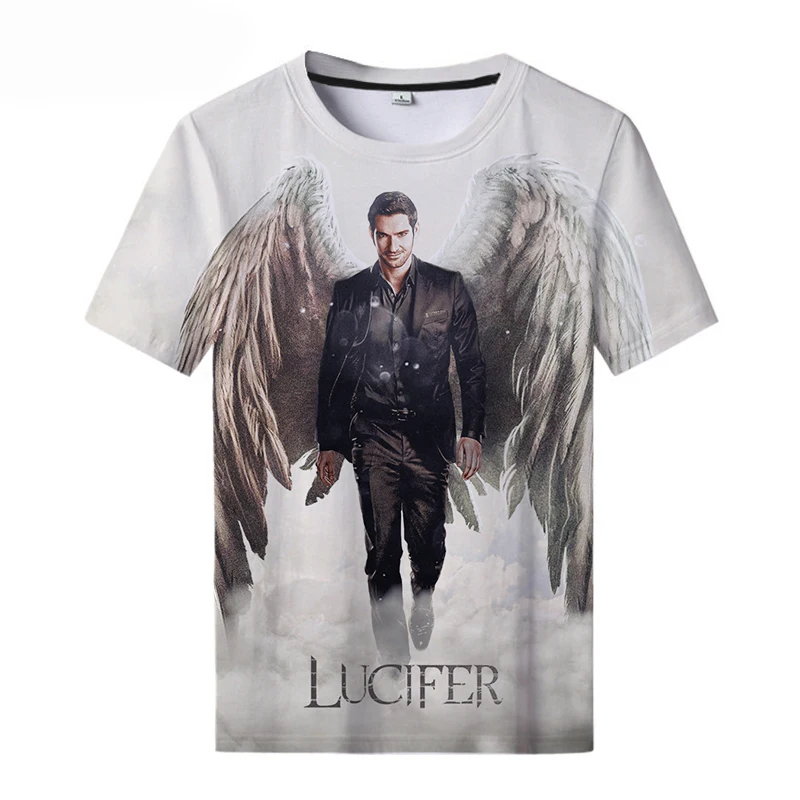 

New Crew Neck T-Shirt 3D Printing T-Shirt Lucifer T-Shirt Cool Men's and Women's Unisex T-Shirt