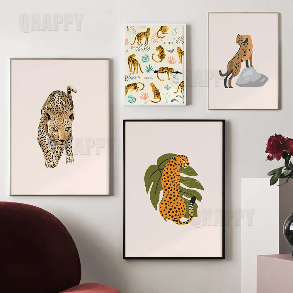 

Cheetah Wall Art Canvas Painting Abstract Leopard Wall Print Picture Neutral Wild Animal Poster Trendy Room PrintingHome Decor