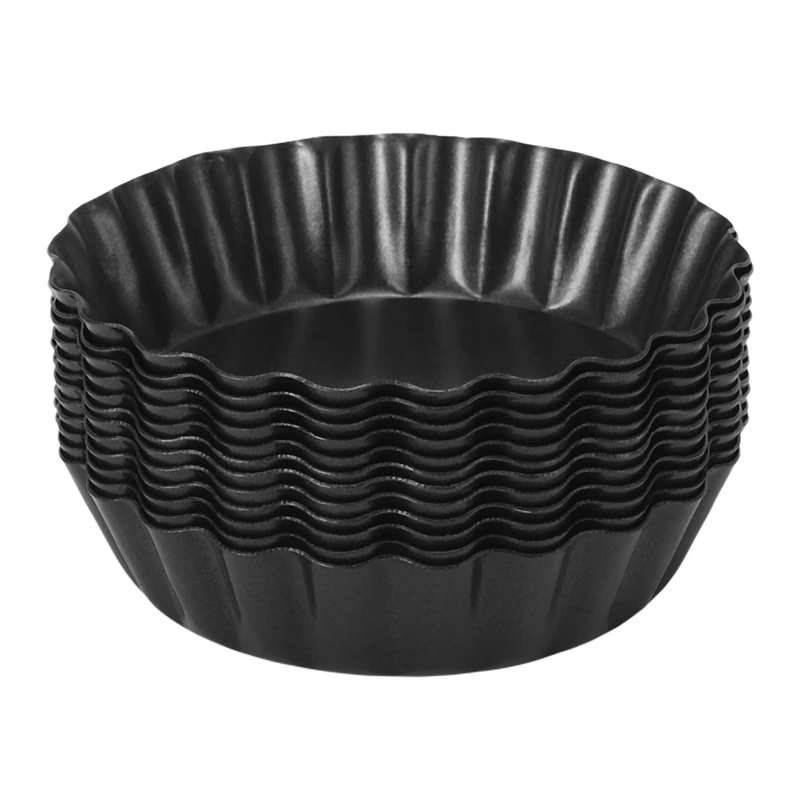 

Hot SV-12 Pcs Egg Tart Molds, 3Inch Mini Tart Pans Removable Bottom, Cupcake Cake Muffin Mold Tin Pan Baking Tool