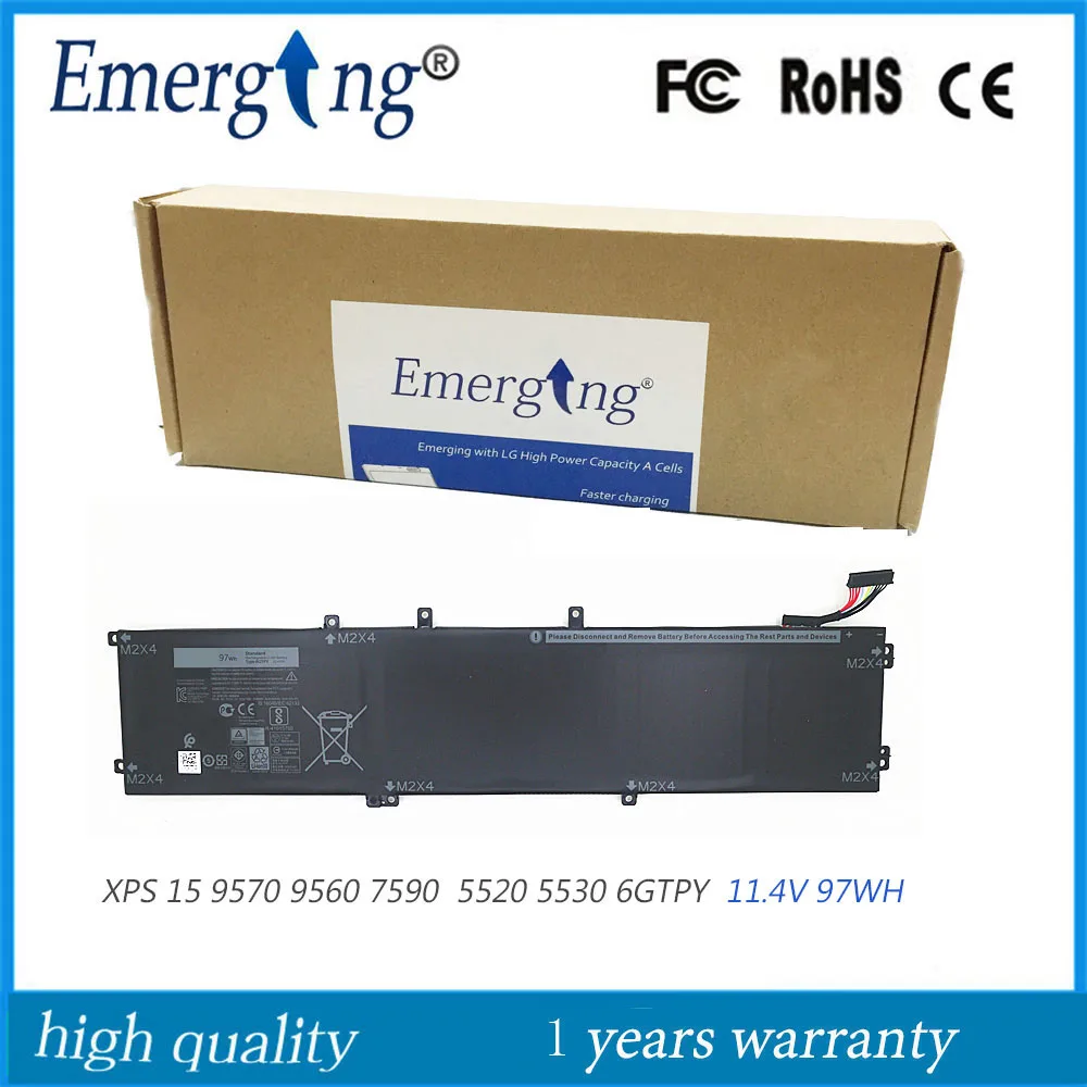 Новый аккумулятор 6GTPY 11,4 в 97 Вт/ч для Dell XPS 15 9570 9560 7590 Precision 5520 5530 серии