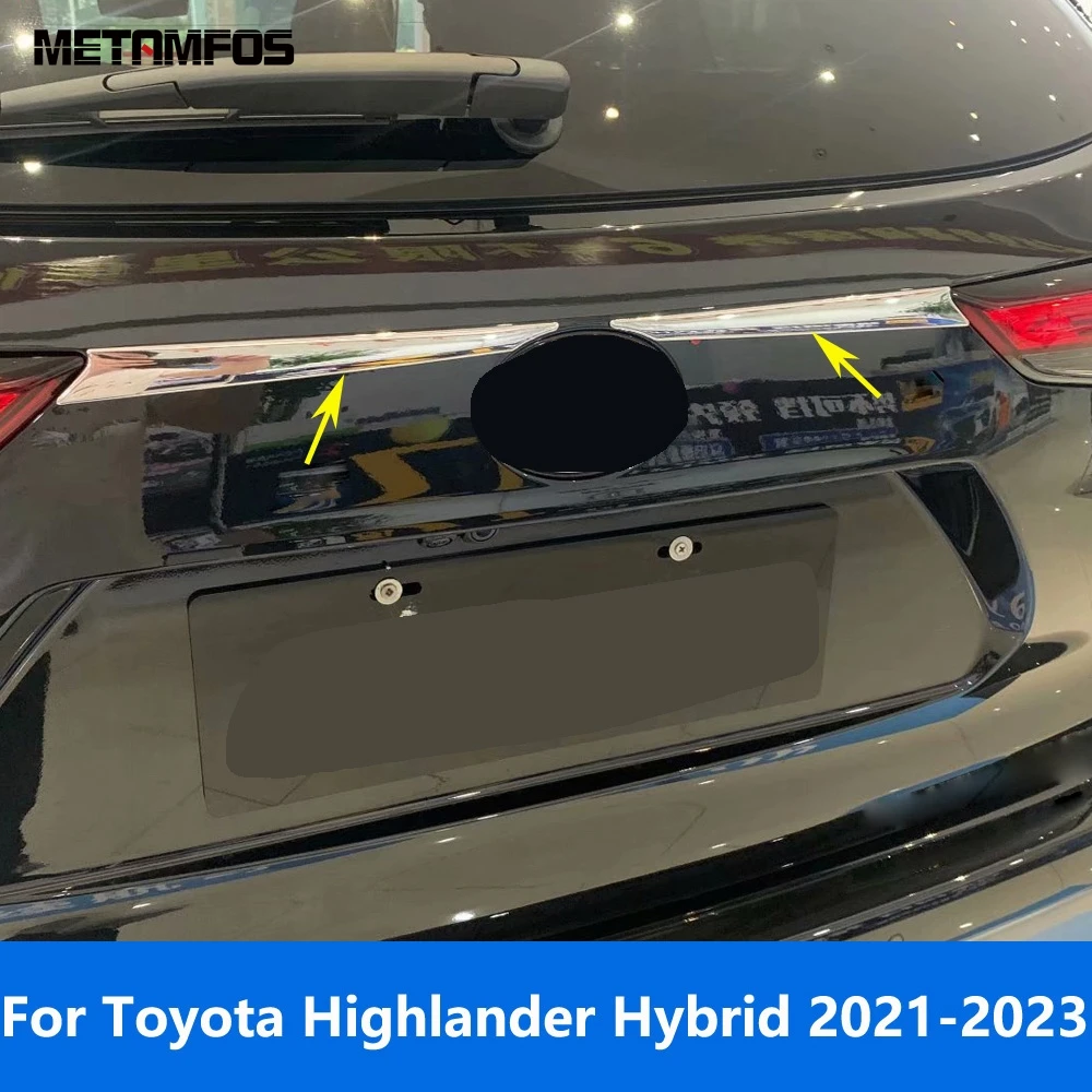 

Задняя Крышка багажника верхняя крышка для Toyota Highlander 2021 2022 2023 гибридная хромированная задняя дверь багажник отделка Аксессуары автостайли...