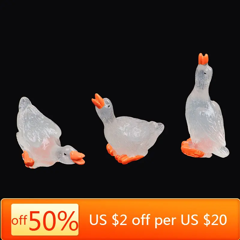 

6Pcs Luminous Goose Figurine Miniatures Home Decoration Glow In The Dark Animal Figurine Fariy Garden Accessories Garden Decor