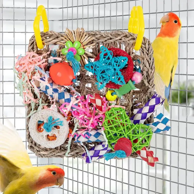 

Жевательная игрушка для попугаев игрушки для птиц, Budgie, игрушка, красочная сетка для скалолазания, натуральный безопасный деревянный блок, ...