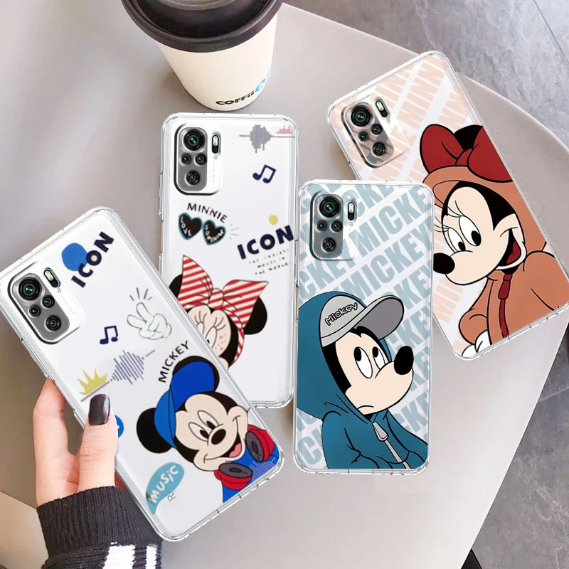 

Disney Mickey Minnie Kiss Transparent Cover Phone Case For Xiaomi Redmi Note 11E 11S 11 11T 10 10S 9 9T 9S 8 8T Pro Plus 5G 7