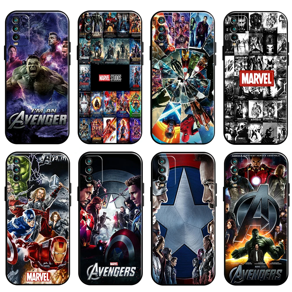

Marvel Avengers Phone Case For Xiaomi Redmi Note 10 5G 10S 10T 9 9S 9T 8 8T Pro Redmi 10 9 9AT 9T 9C 8 8A TPU Black Funda Coque