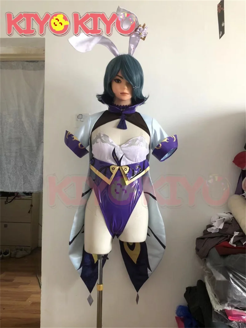 Женский костюм для косплея Genshin Impact Fan art Bunny Girl Xiangling Hu Tao Ganyu Keqing Fischl Mona - купить по