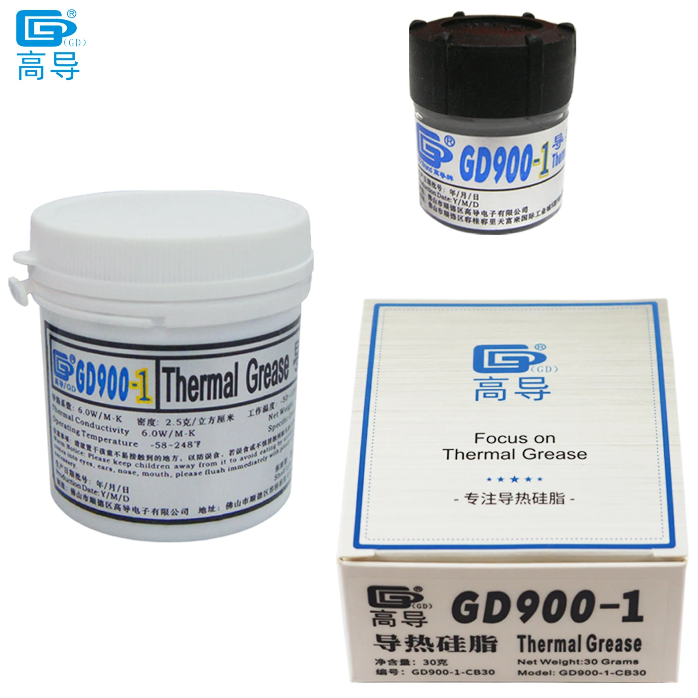 

Net Weight 30/150 Grams 6.0 W/M-K Gray GD900-1 Thermal Conductive Grease Paste Plaster Heat Sink Compound for CPU GPU LED CN CB