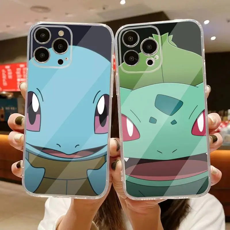 Купи Pokemon Squirtle Bulbasaur Toys Phone Case For iphone 14 Plus 13 12 11 Pro Max Mini X XS XR Soft Transparent Cover за 120 рублей в магазине AliExpress