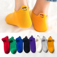 spring summer funny heel embroidered boat socks female set elastic casual fun cotton ankle sox sweet student 4 pair dropshipping