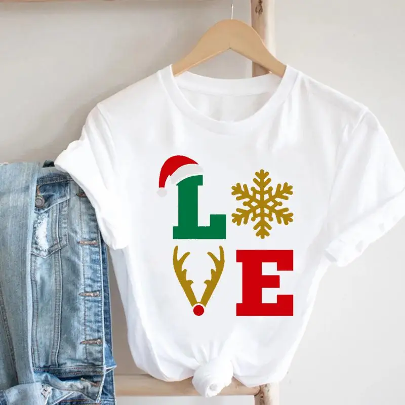 

Women Merry Christmas Holiday New Year T Tee Fashion Pretty Nice Style 90s 2022 Graphic Print Tshirt Top Cartoon T-shirt