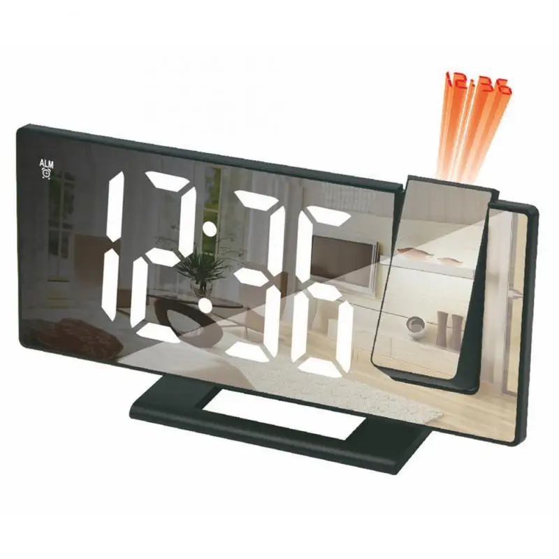 

Digital Projection Alarm Clock 7.3" Larger Mirror LED Clock With Temperature Snooze Dimmer Bedside Clock For Bedroom Alarm Clock
