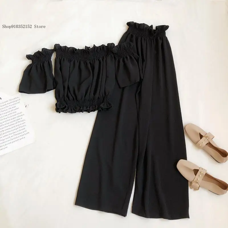 Женский повседневный комплект из двух предметов с открытыми плечами