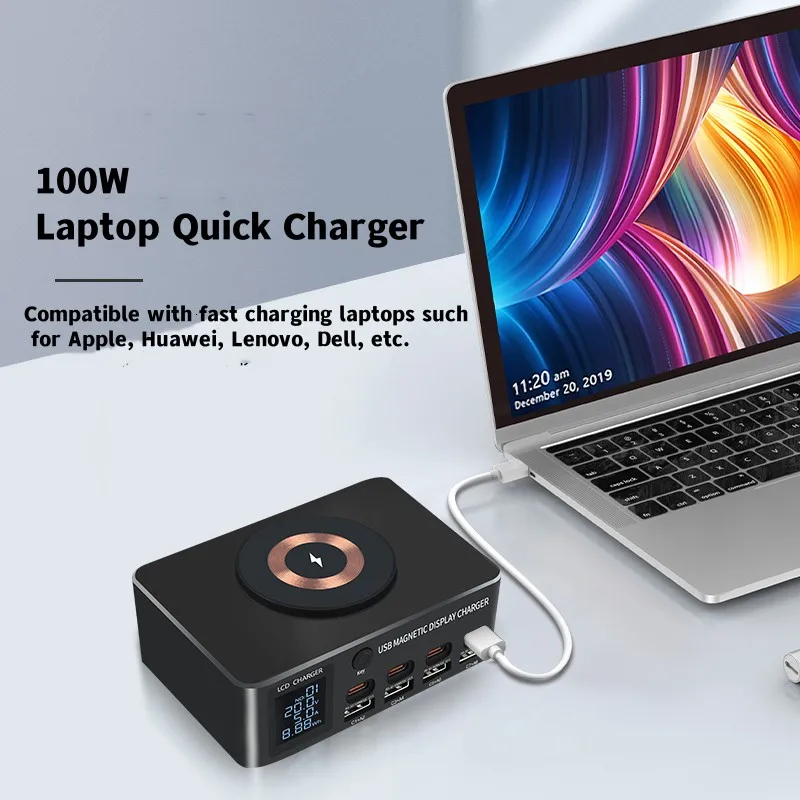 8Port 140W USB Type C Phone Fast Charge Wireless Charger PD QC3.0 USB Quick Charger Station For iPhone iPad Samsung Tablet