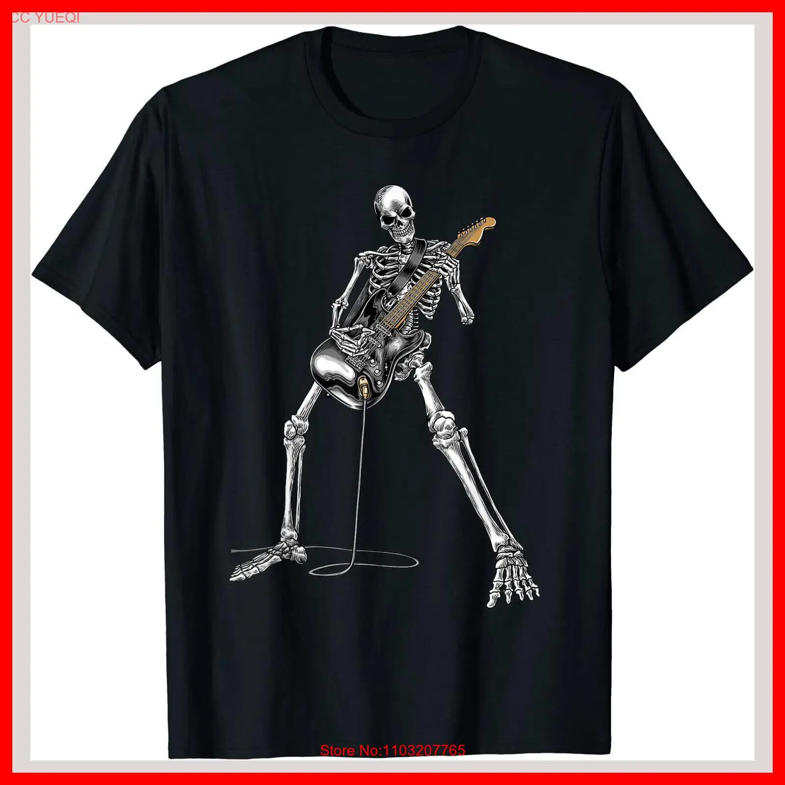 Счастливый Скелет гитара парень Жуткий Хэллоуин рок-группы черный концерт