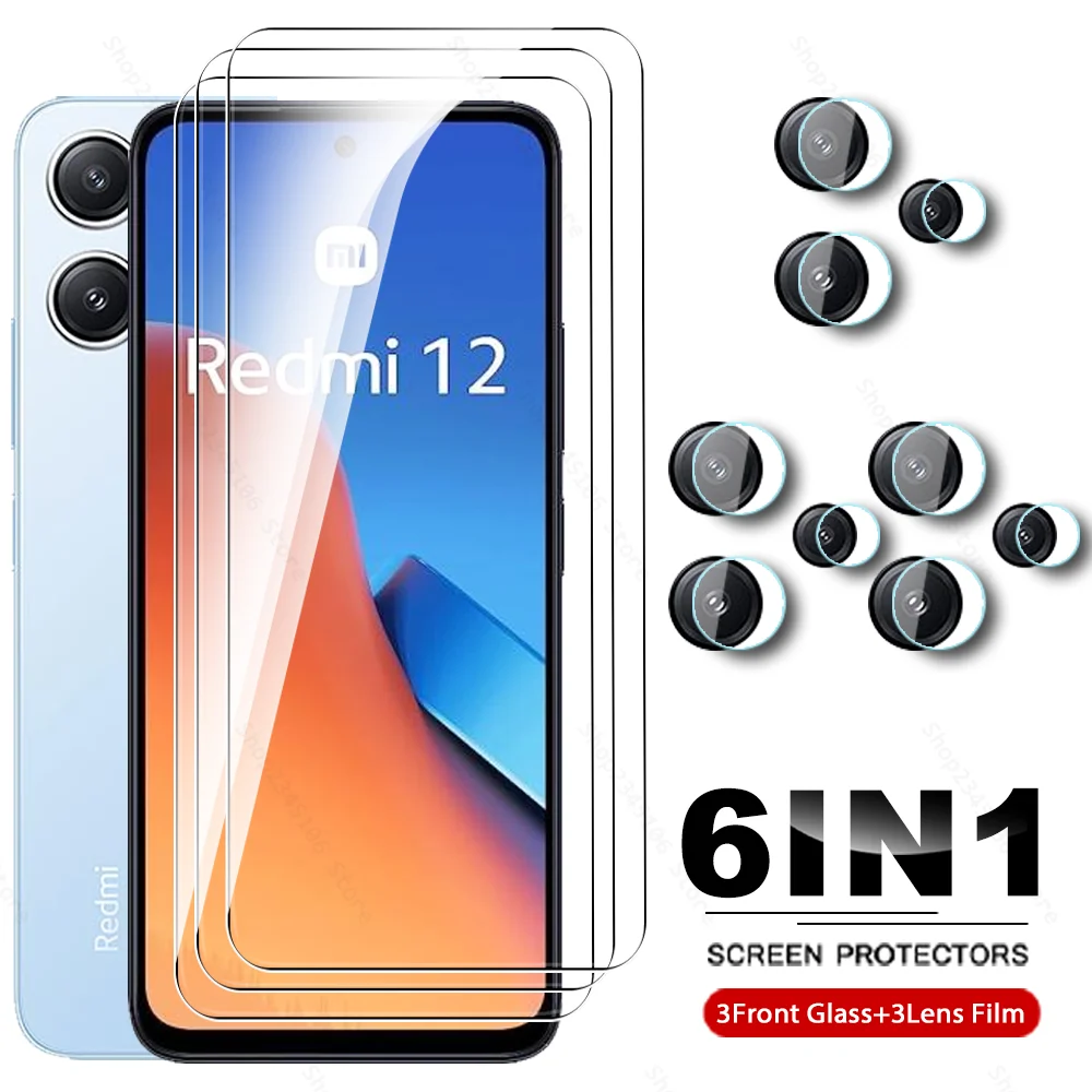 

6To2 Защита экрана для Xiaomi Redmi 12 4G 6,79 ''закаленное защитное стекло Redmy Radmi 12 Redmi12 2023 Защитная пленка для камеры