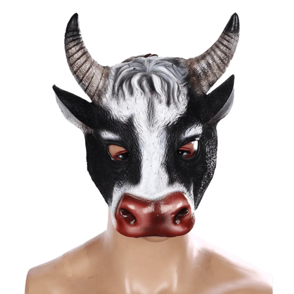 

Half face PU foam 3D realistic animal cow cow head Mask Halloween party Cosplay props cute cow head mask