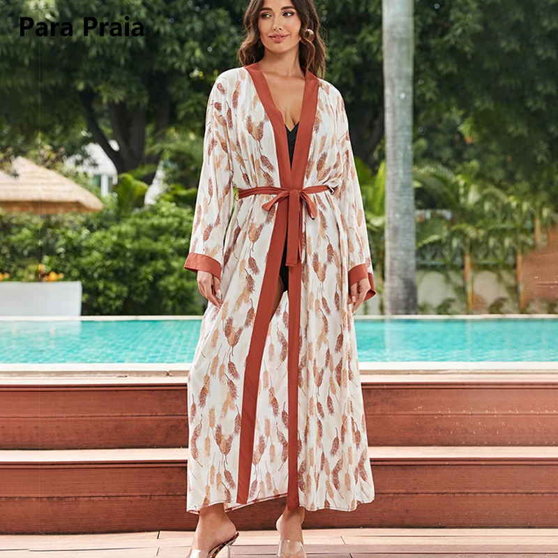 

Для пляжа кимоно бикини накидки летучая мышь женское пляжное платье макси длинное платье саронг женский свободный кардиган купальник накидки