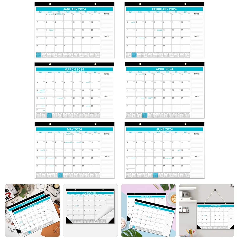 

Календарь для ежедневного использования, офисные аксессуары, крепкая настенная прочная ежемесячная подвеска на английском языке 2024