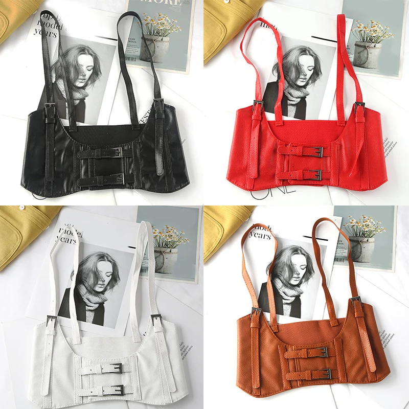 

Женский винтажный Готический корсет под грудью из искусственной кожи, короткий топ, Однотонный Регулируемый жилет с поясом на талии, корсет...