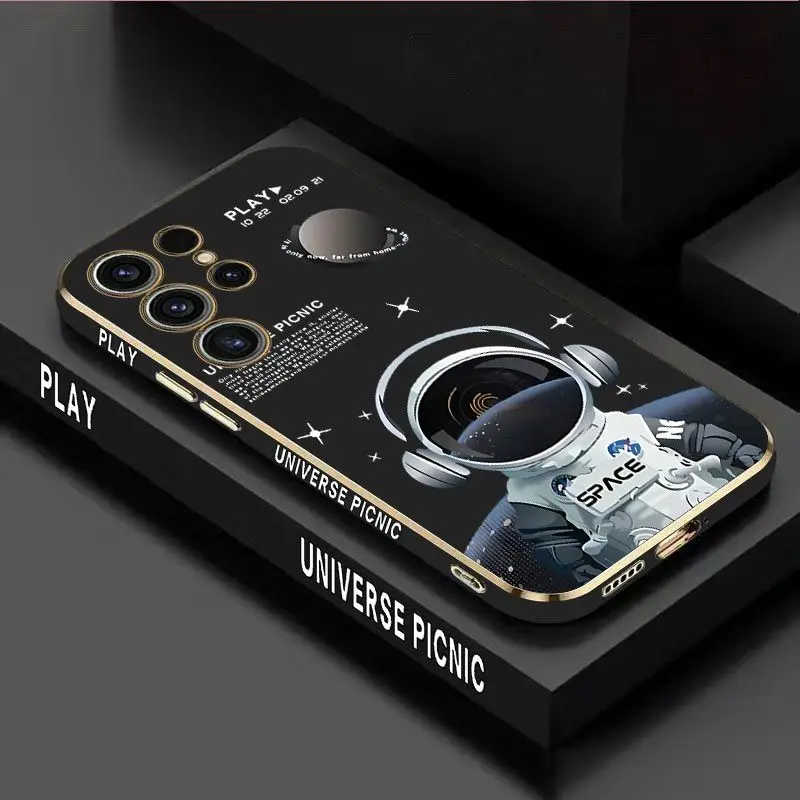 

Astronaut Angel Luxury Plating Phone Case For Samsung Galaxy S23 S22 S21 S10 S9 S8 Plus Note 20 ultra 10 Plus Cover