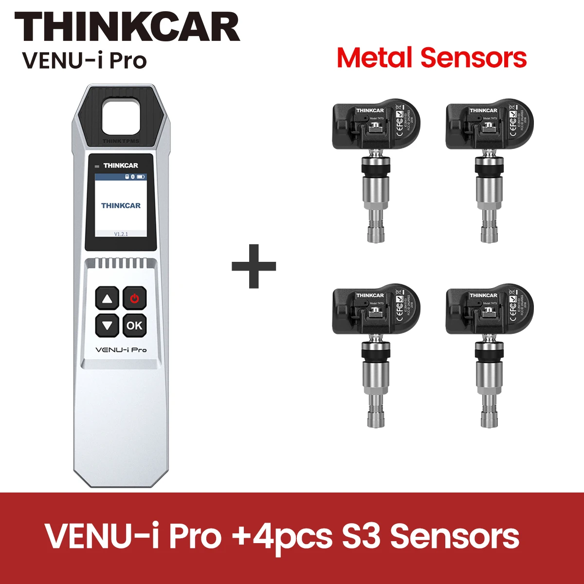 

THINKCAR VENU i Pro TPMS Диагностический инструмент для измерения давления в шинах автомобиля 315 МГц/433 МГц Сброс неисправностей TPMS Поддержка обучения/активации/программирования датчиков для THINKSCAN 689BT