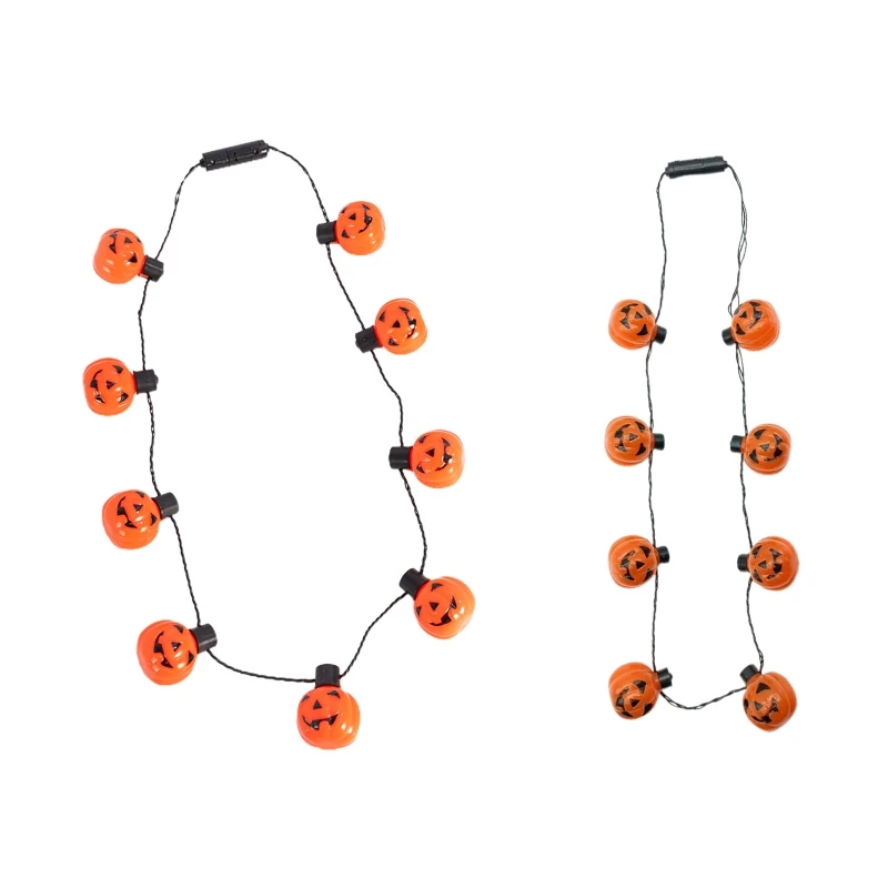 

Halloween LED Pumpkin Necklace Set Light Up Pumpkin Shaped Necklace for Hallowee