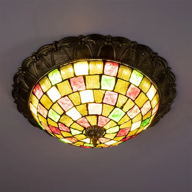 Витражные потолочные лампы для гостиной спальни фотолампы дома освещение в