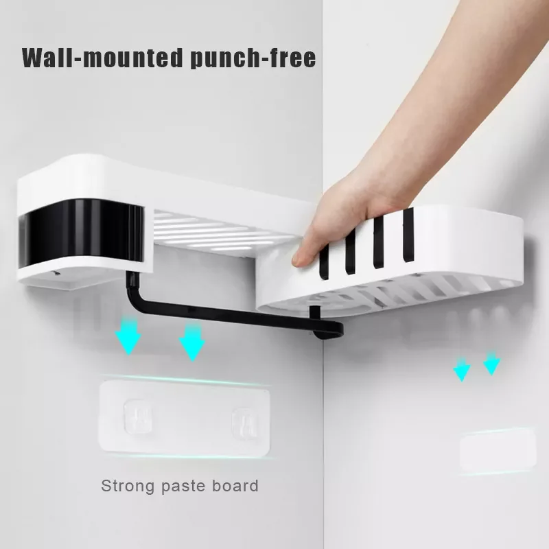 

2023 Corner Bathroom Organizer Shelf Shampoo Cosmetic Storage Rack Wall Mounted Kitchen Shelf Household Items Bathroom Accessor