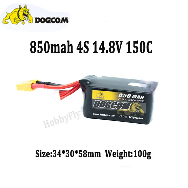 DogCom 4S 14.8V 850mAh 150C Lipo XT60