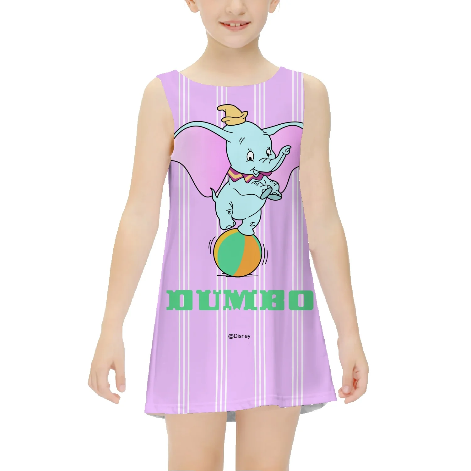 Dumbo Sleeveless Dress Disney Children's Clothing Summer New Children's Thin Dress Long Skirt Girls Striped Skirt