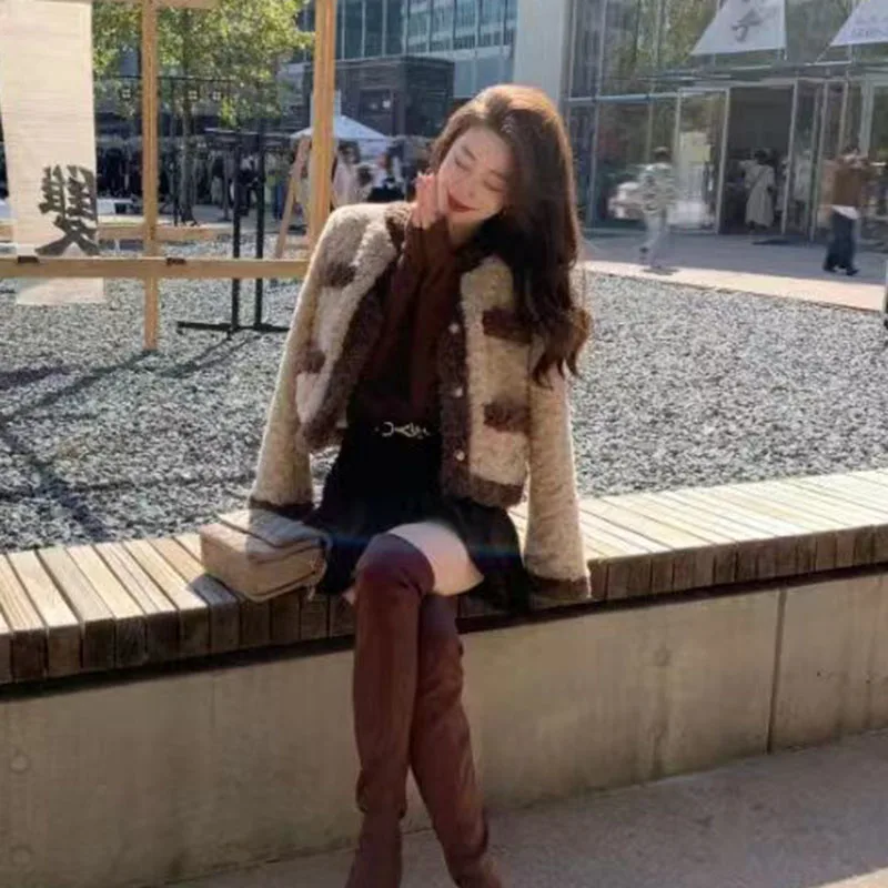 Винтажное теплое пальто из овечьей шерсти женское осенне-зимнее корейское