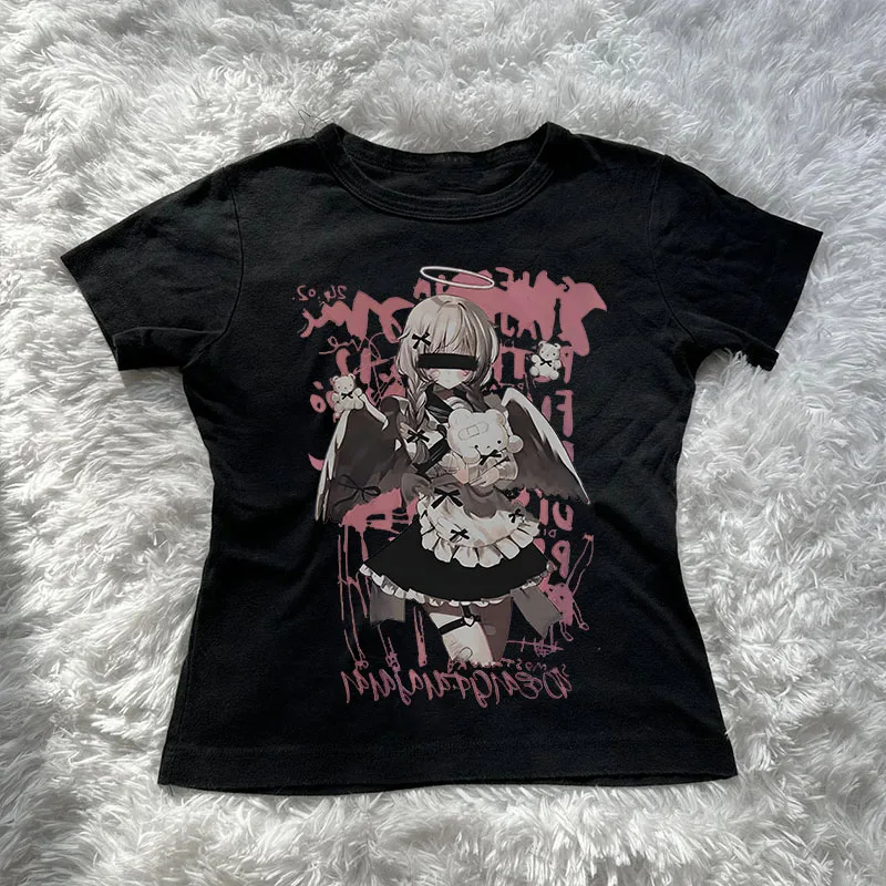 Эстетическая одежда летняя в стиле гранж топы Y2k сексуальная готическая женский