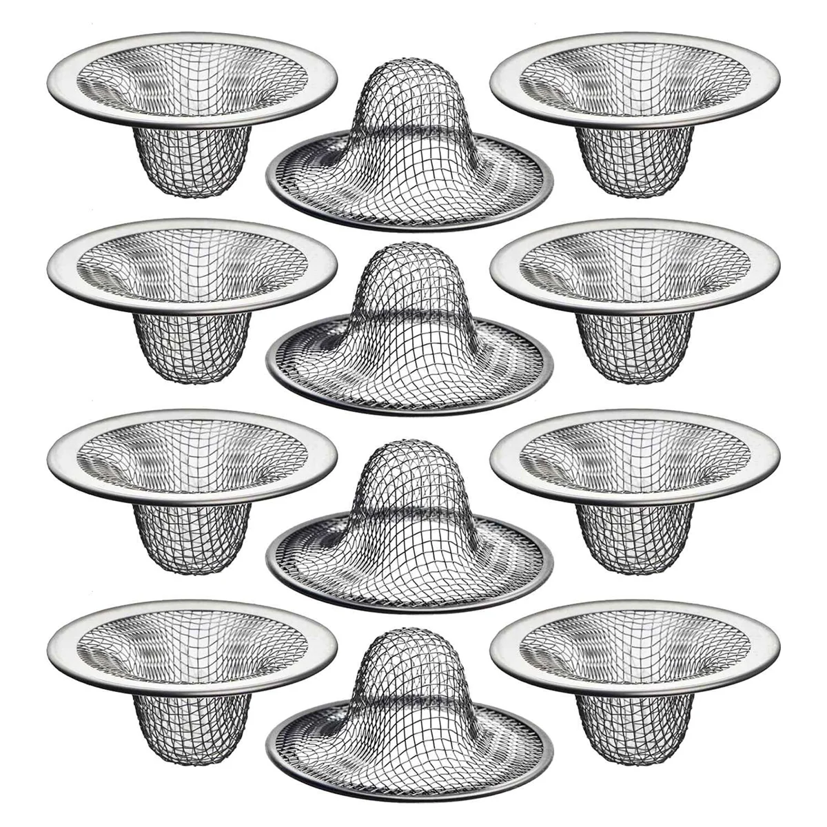 12PCS 2.125Inch Top / 1Inch Basket- Mesh Sink Drain Strainer Hair Catcher for Bathroom Utility Slop Laundry RV