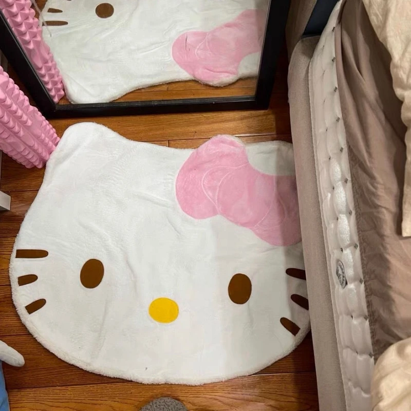 Sanrios аниме Kawaii мультфильм Hello Kitty ковер розовый большой головы Детская зона для дома супер мягкое искусственное одеяло Рождественский подарок
