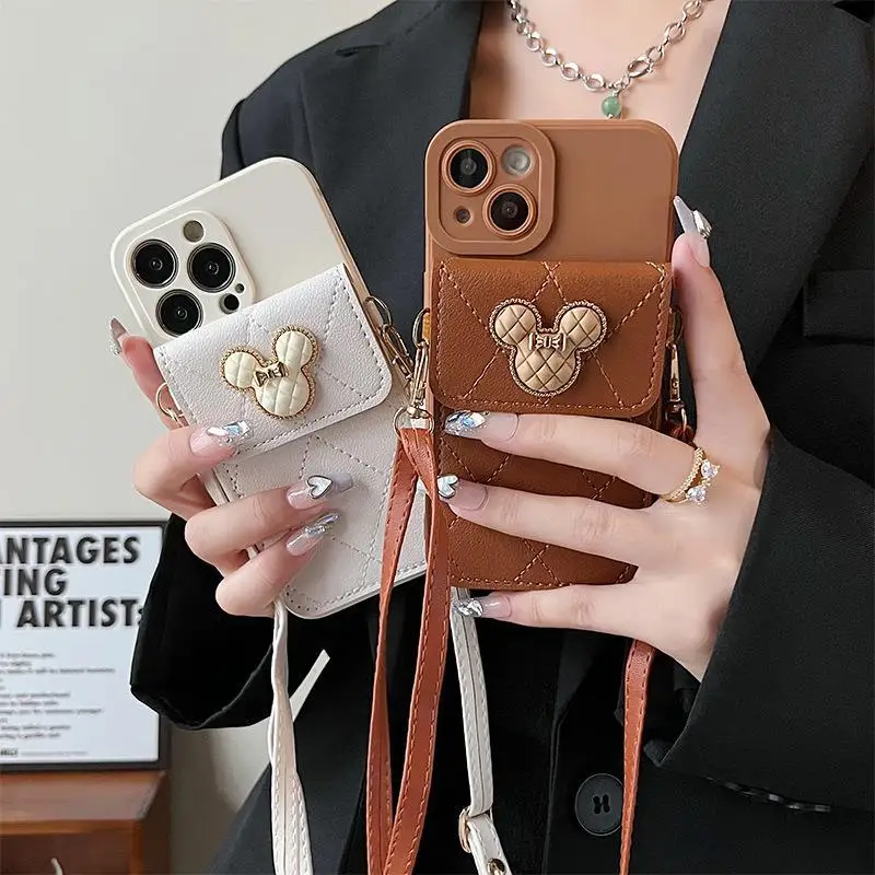 

Luxury Diamond Leather Cover for iPhone 13 12 Mini 14 11 Pro XS Max X XR 7 8 Plus SE 2 3 Wallet Crossbody Lanyard Phone Case