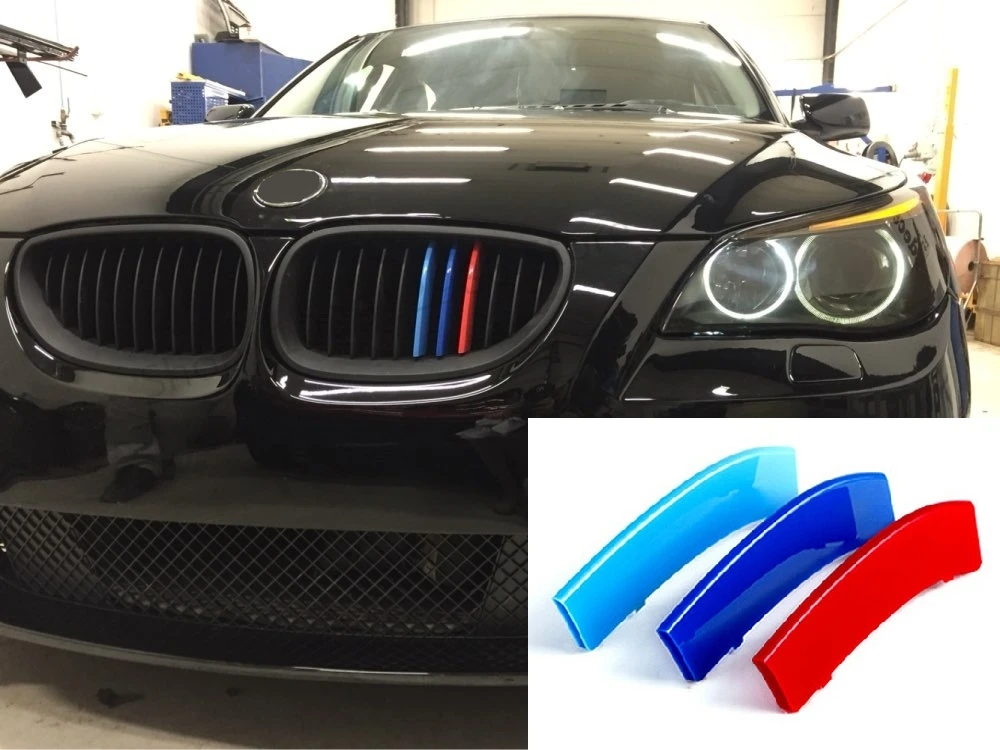 

3D Car Front Grille Trim Sport Strips Cover Stickers Styling Buckle Cover For 2004-2010 BMW 5 Series E60 Power Accessories